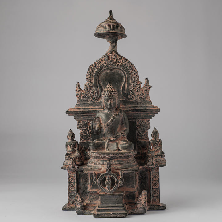 Enthroned Buddha with Bodhisattavas