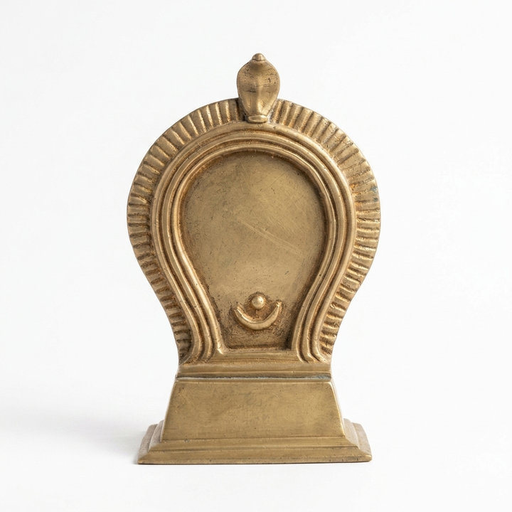 Vintage Kannadi Bimbam from Kerala | Mid 20th-Century Ritual Mirror | Naga, Sun & Moon