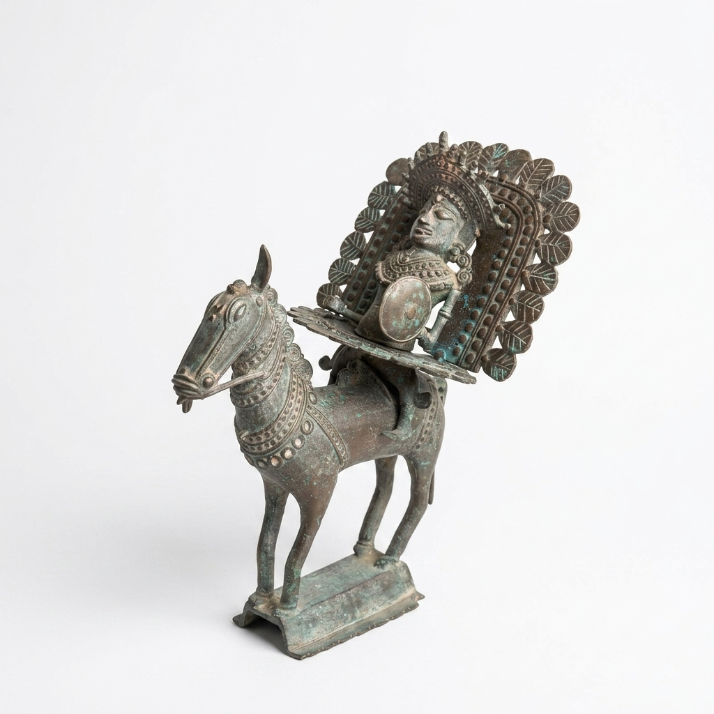 Vintage Theyyam / Bhuta Bronze Deity on Horse | Kerala