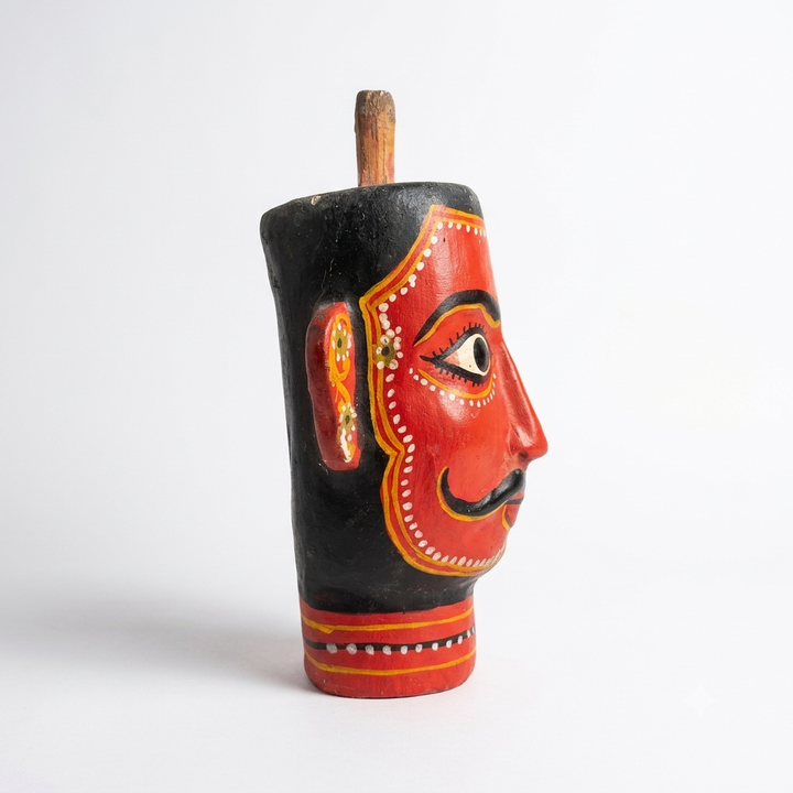 Vintage Tamil Nadu Wooden Marionette Bust | Painted Indian Folk Art