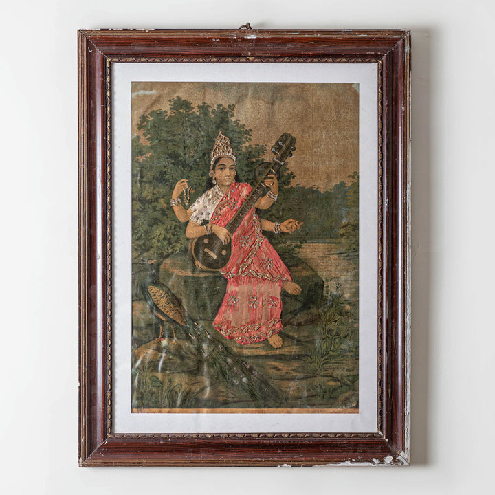 Vintage Decorated RRV Chromolithograph - Saraswati