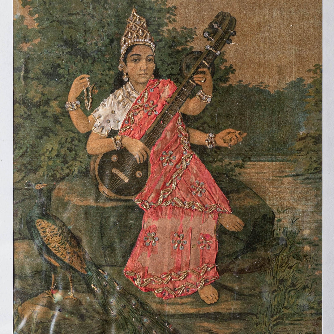 Vintage Decorated RRV Chromolithograph - Saraswati