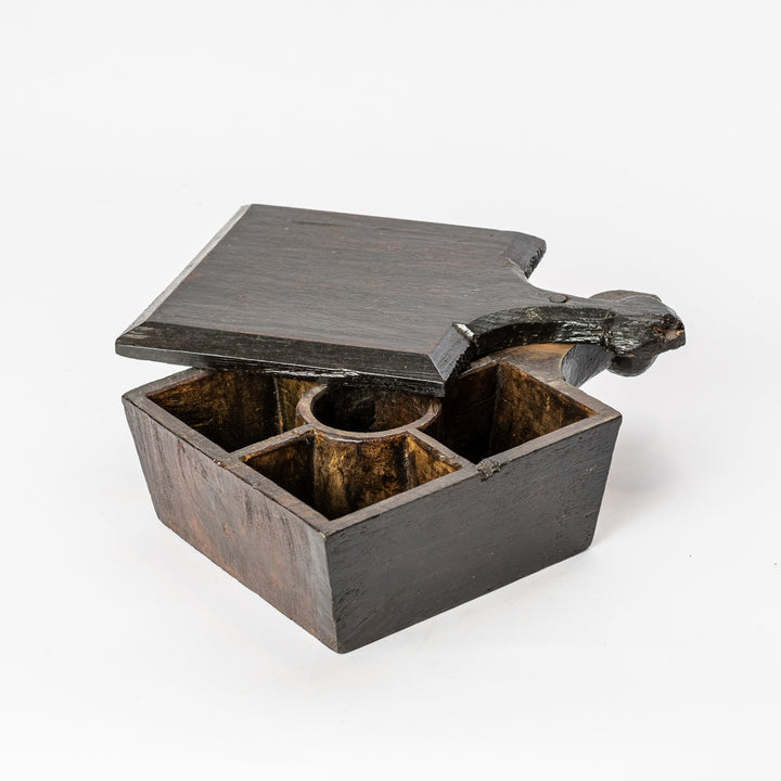 Vintage Wooden Spice Box with Sliding Lid