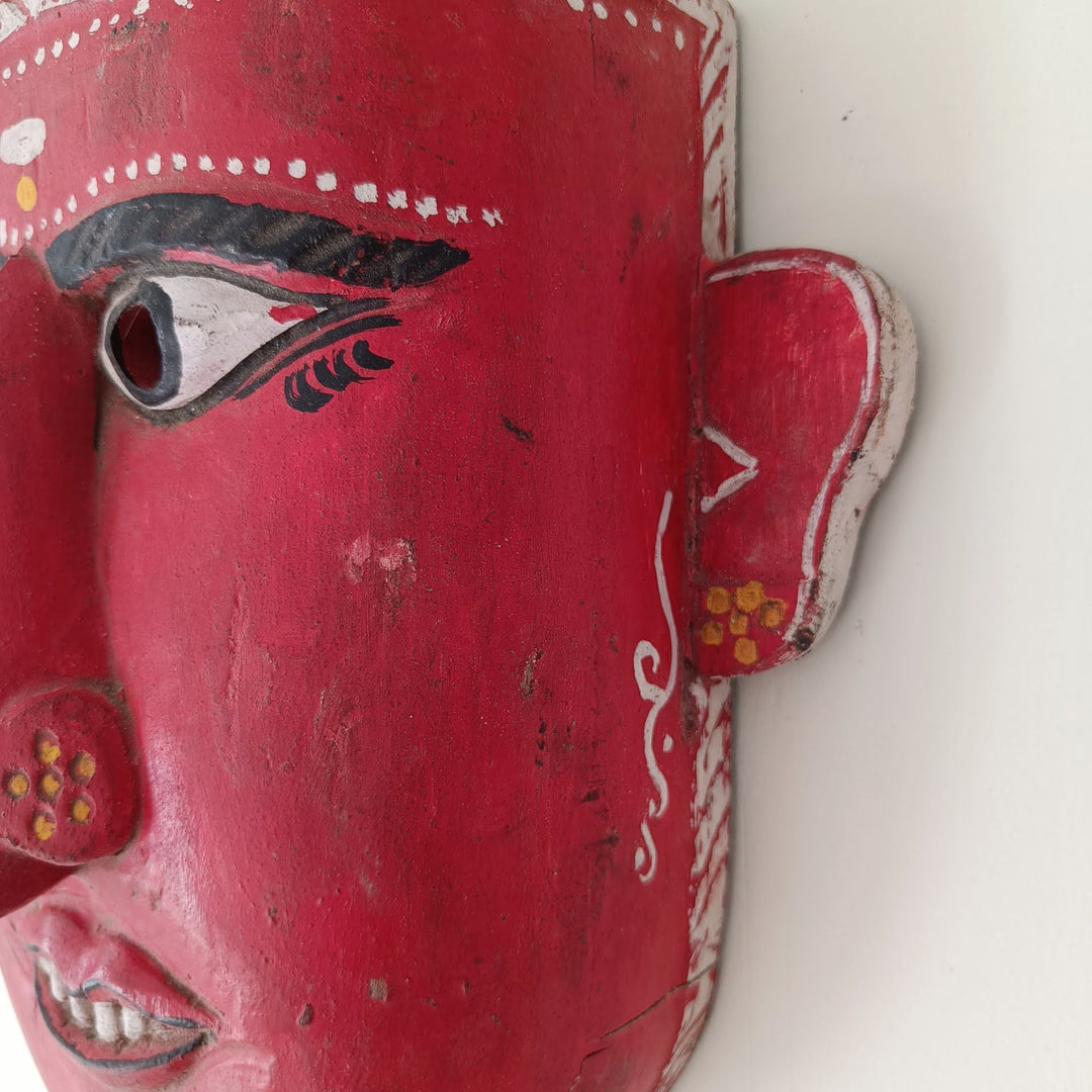 Kummattikali Male Mask – Hand-Carved and Painted Wooden Ritual Mask | Kerala