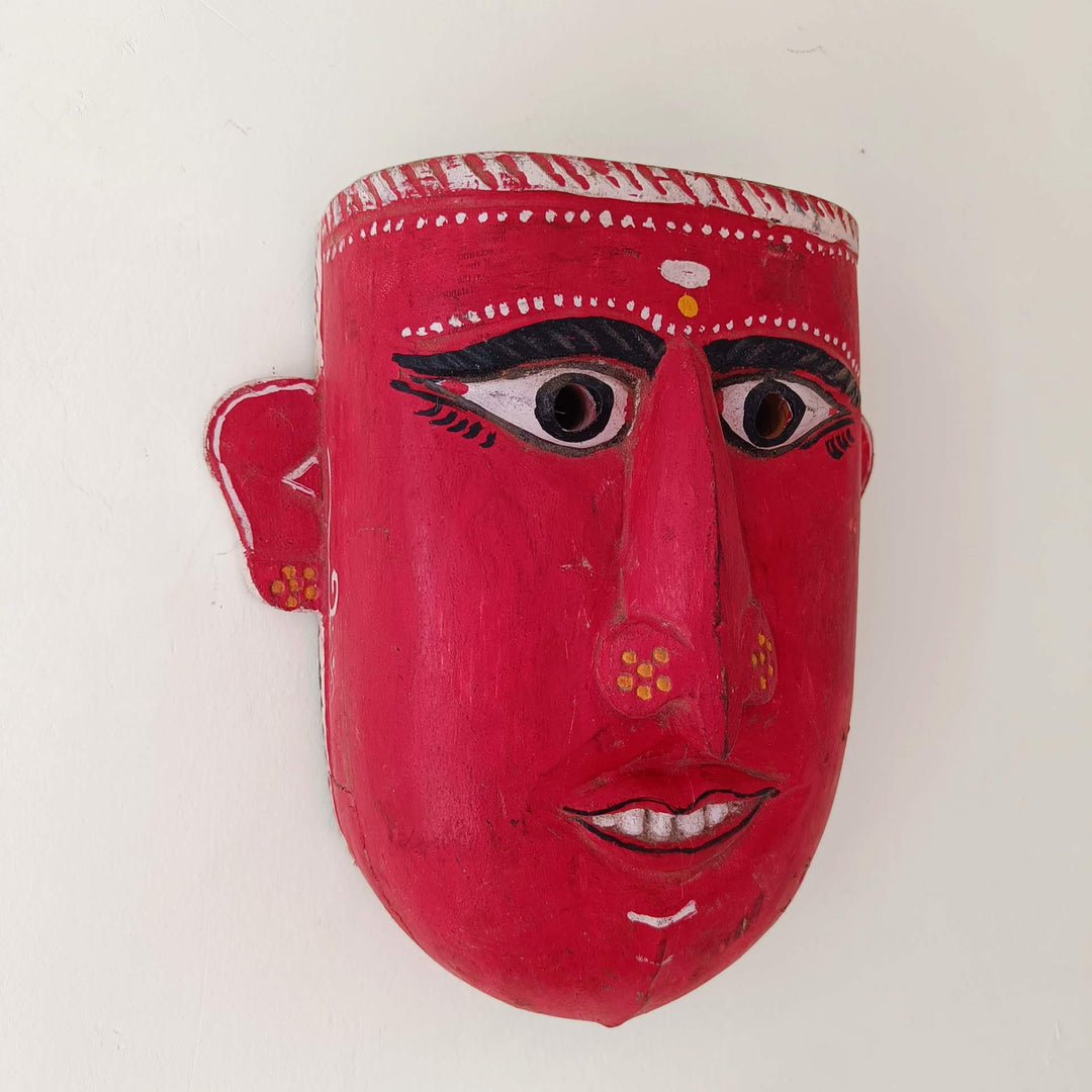 Kummattikali Male Mask – Hand-Carved and Painted Wooden Ritual Mask | Kerala