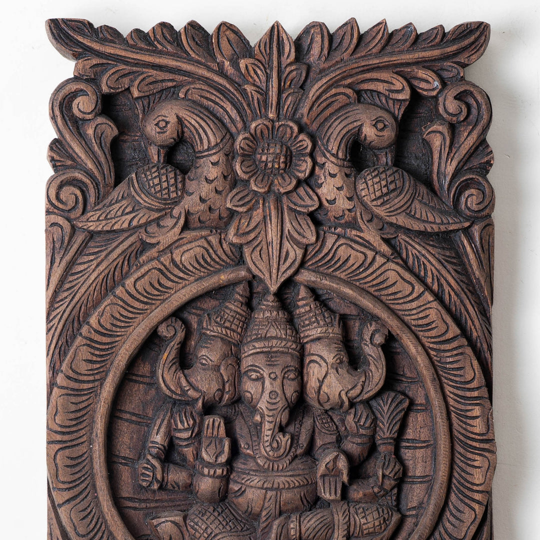 Handcrafted Trimukhi Ganesha Panel