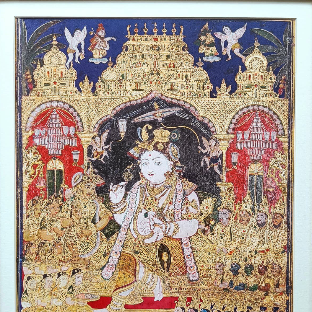 Krishna - Tanjore style framed art print