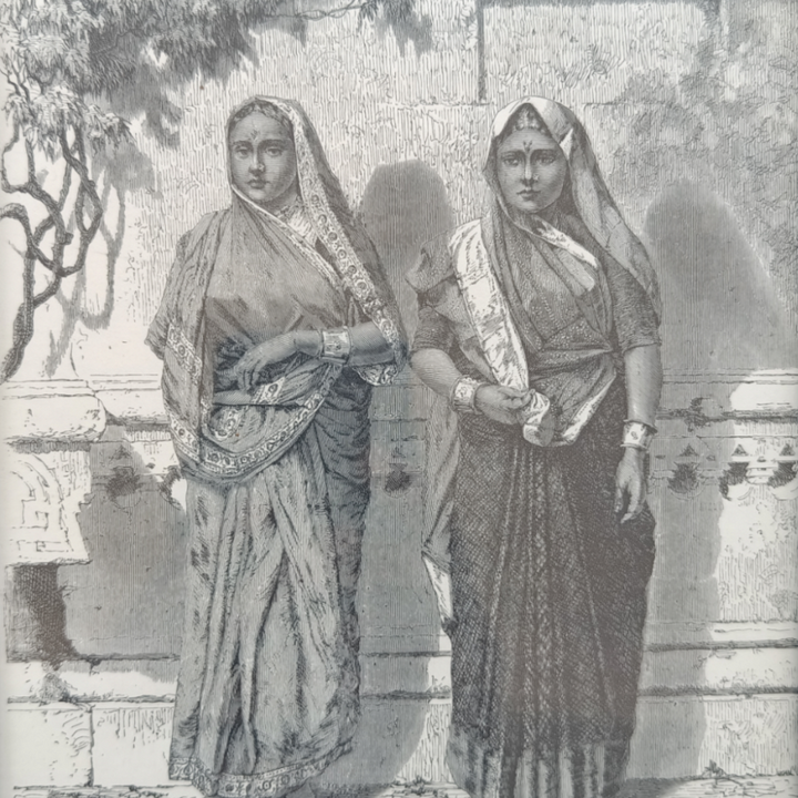 Vintage Woodcut - Hindoo Women of Bombay in Ceremonial Dress