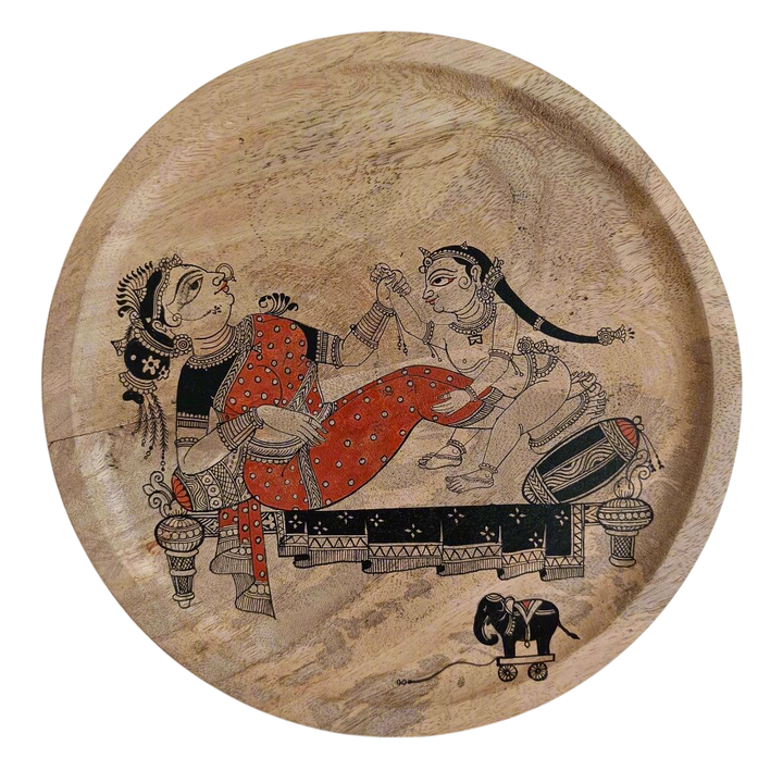 Handpainted Wooden Wall Plate - Yashoda and Balagopal