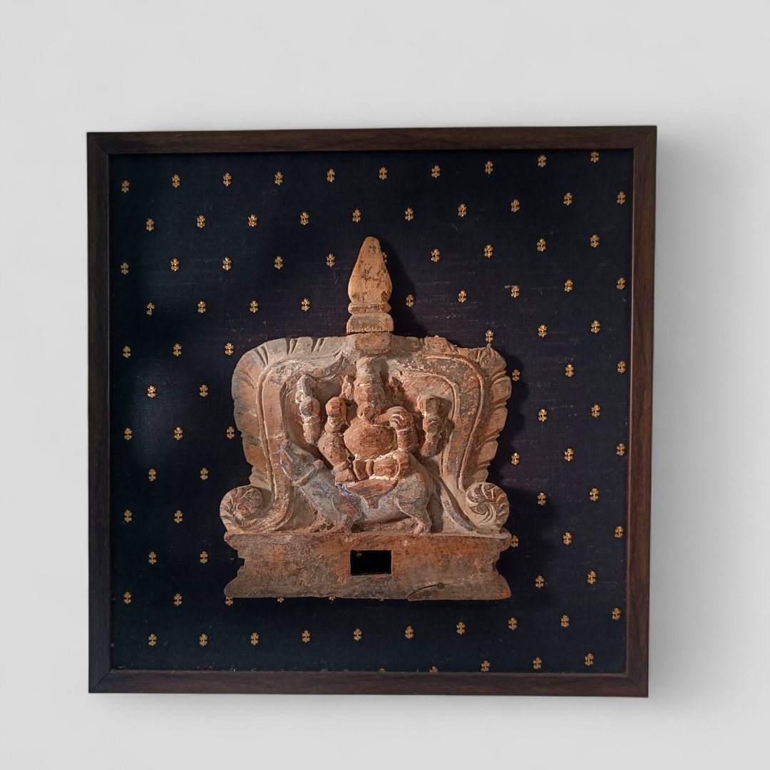 Antique Wooden Ganesha Panel – 19th Century | Ritual Kavadi Remnant