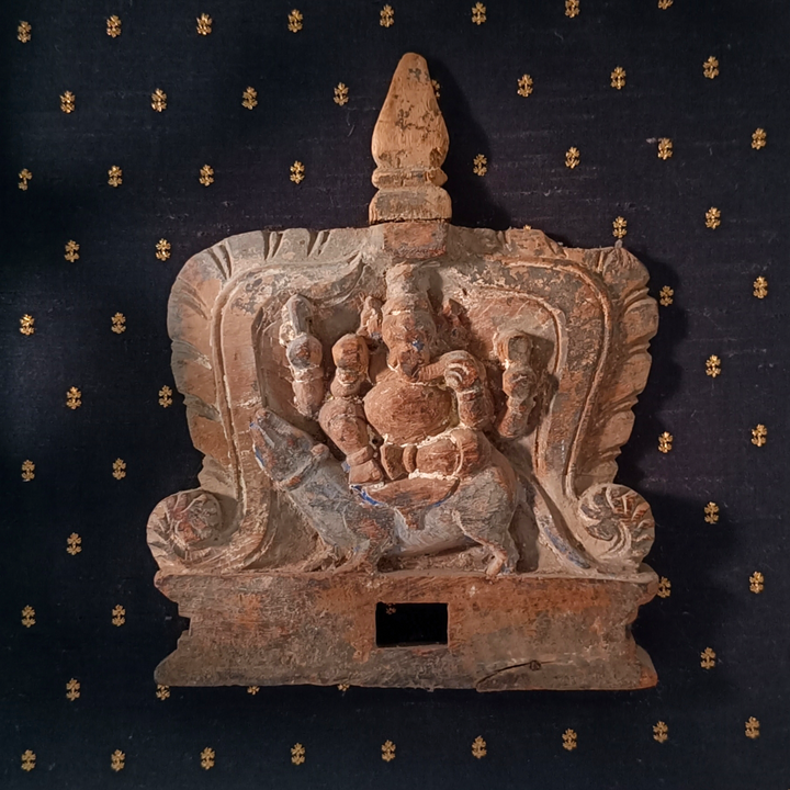 Antique Wooden Ganesha Panel – 19th Century | Ritual Kavadi Remnant