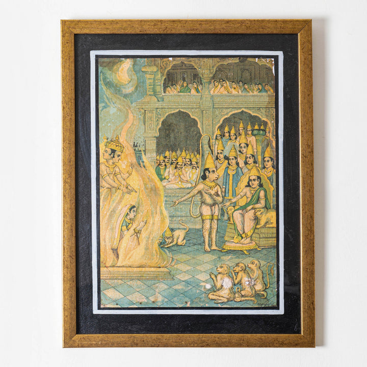 Vintage Chromolithograph - Sita Agnipariksha