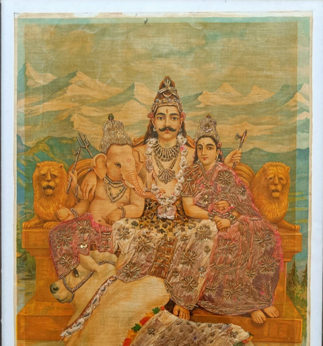 Vintage Ravi Varma Chromolithograph - Shankar