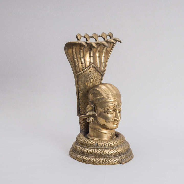 Brass Shiva Head with Naga