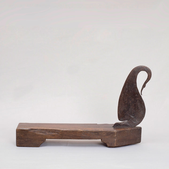 Vintage Wooden Vegetable Cutter with Swan-Neck Blade