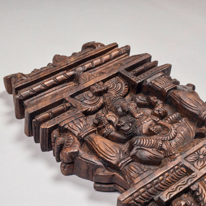 Handcarved Wooden Kavadi Panel with Lord Ganesha | Traditional South Indian Devotional Art