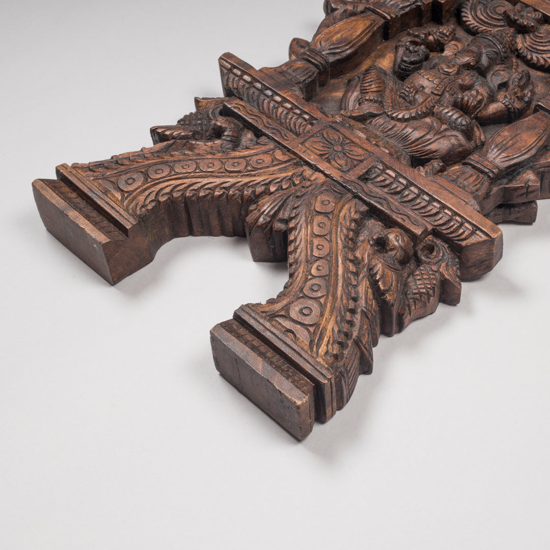 Handcarved Wooden Kavadi Panel with Lord Ganesha | Traditional South Indian Devotional Art