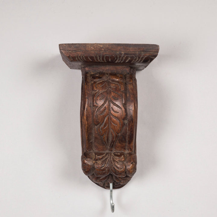 Handcarved Wooden Wall Bracket in Acacia Wood | Traditional Indian Decorative Bracket