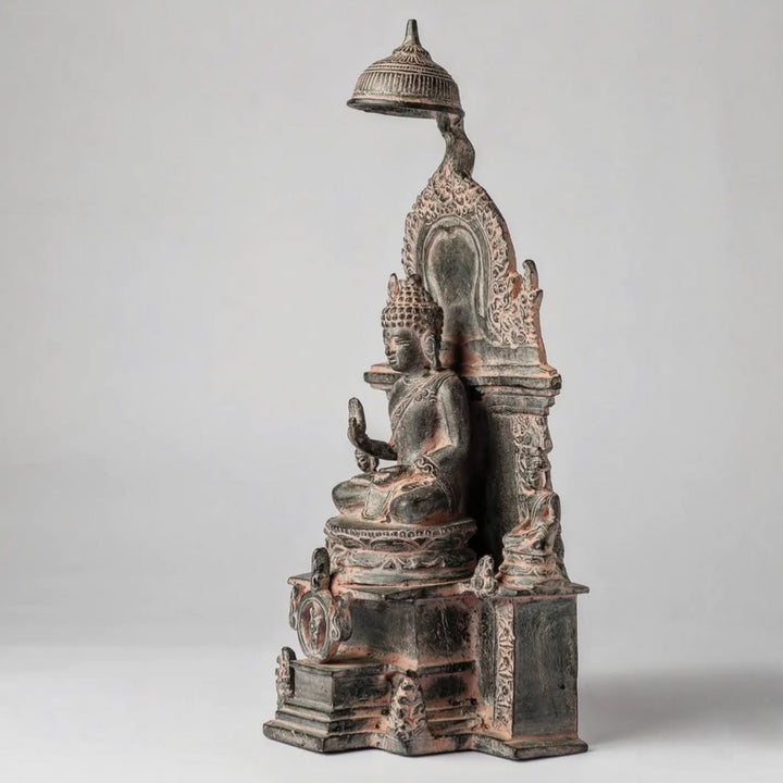 Enthroned Buddha with Bodhisattavas