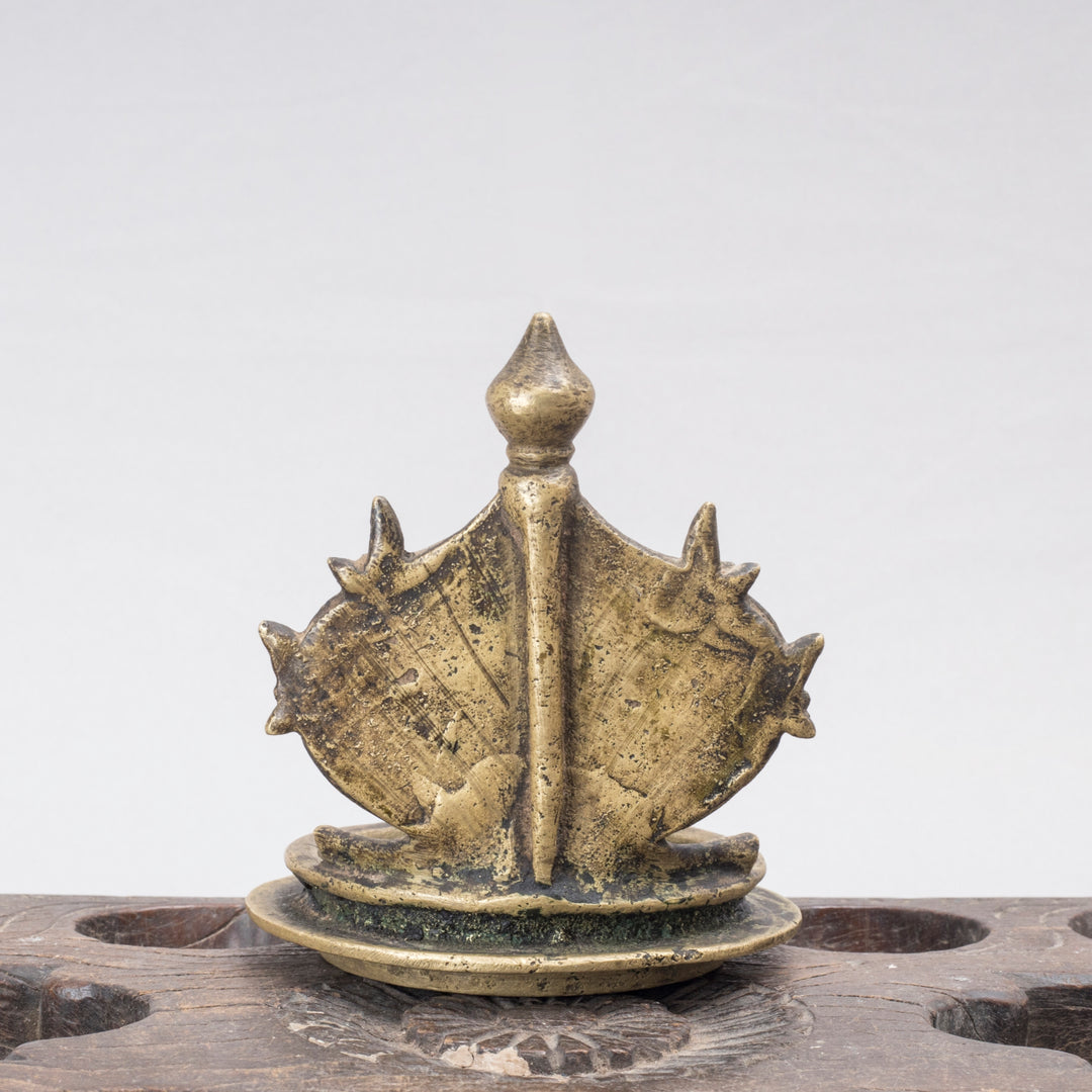 Vintage Vishnu Namam Temple Lamp with Sun and Moon Motifs