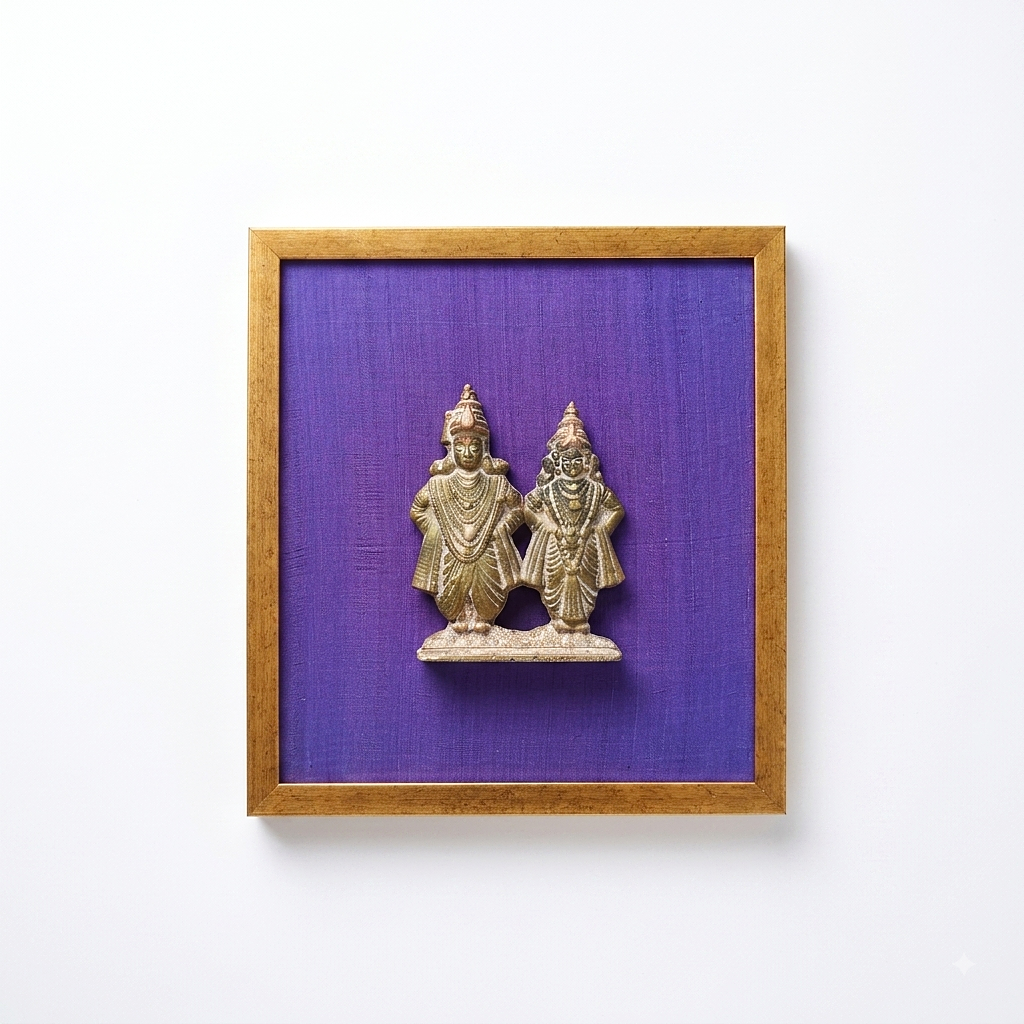 Vintage Vitthala–Rukmini Brass Statuette | Maharashtra | Pandharpur Tradition