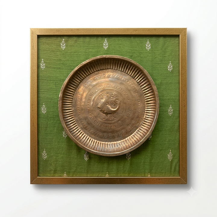 Vintage Brass Pooja Plate with Annapakshi | Traditional Indian Ritual Object
