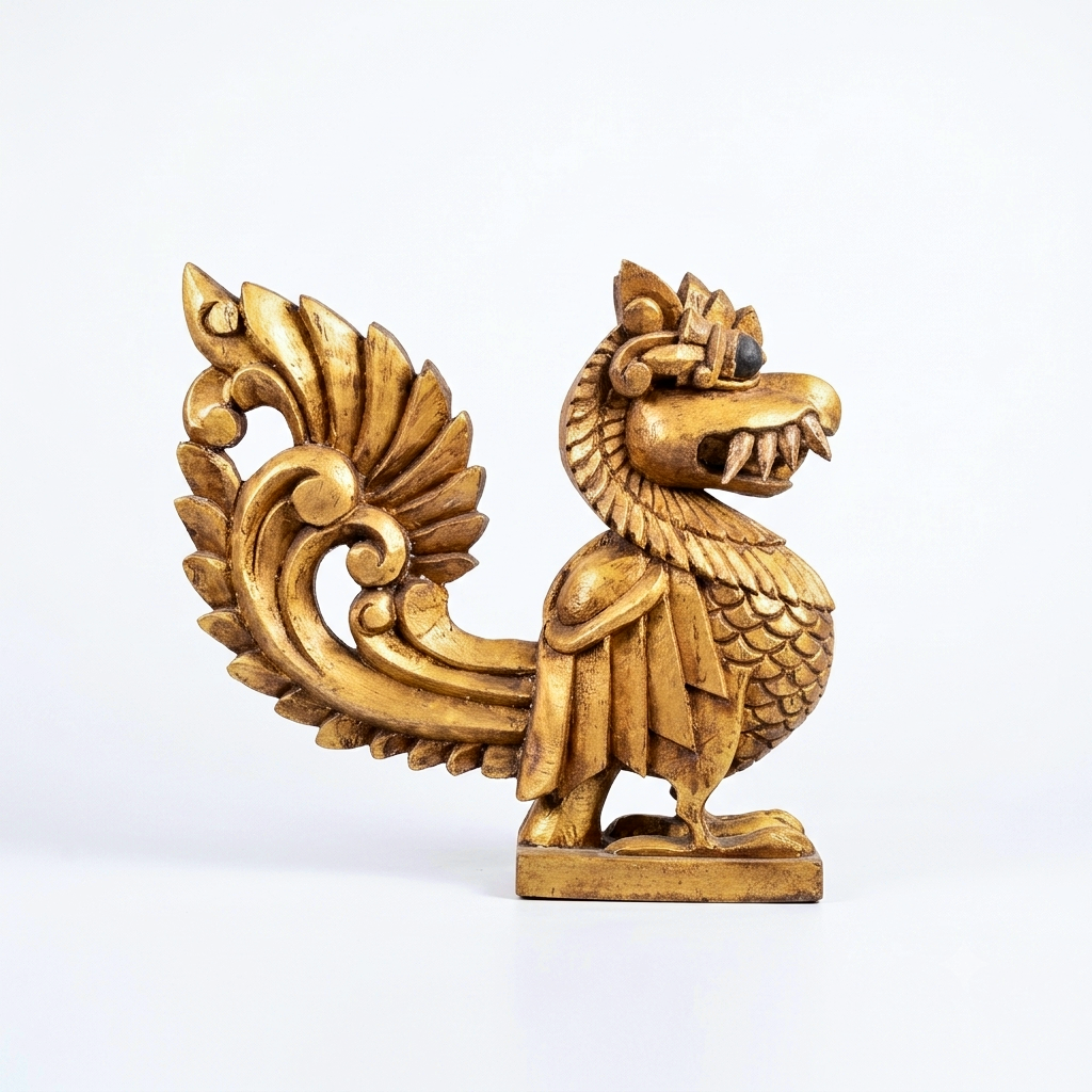 Our Take on Yali | Handcarved Wooden Sculpture in Rustic Gold