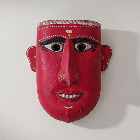 Kummattikali Male Mask – Hand-Carved and Painted Wooden Ritual Mask | Kerala