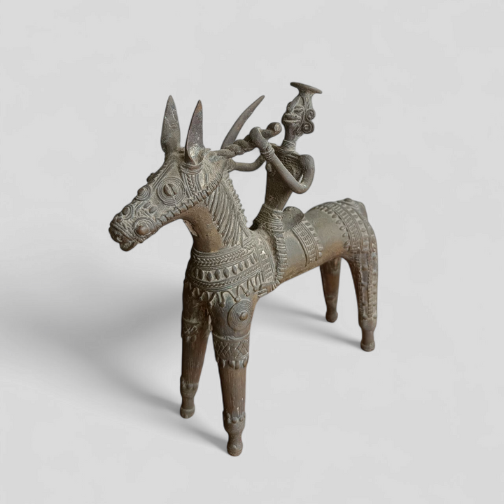 Vintage Dhokra - Warrior on Horse