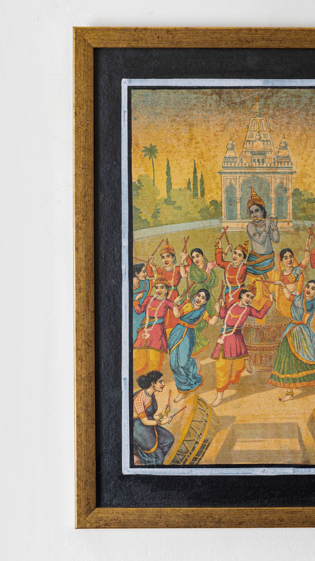Vintage Ravi Varma Oleograph - Raas Krida