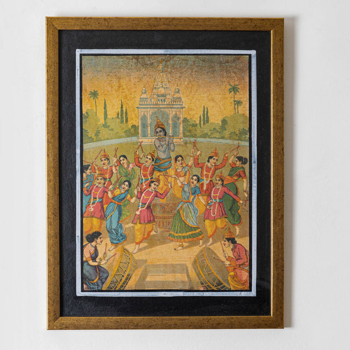 Vintage Ravi Varma Oleograph - Raas Krida