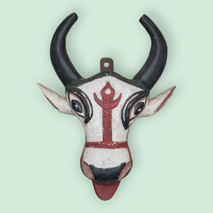 Vintage Polychromed Wooden Head of Nandigona
Theyyam Tradition, North Kerala