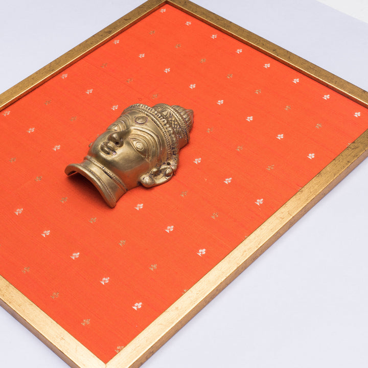 Vintage Gauri Mask Brass on Embroidered Silk