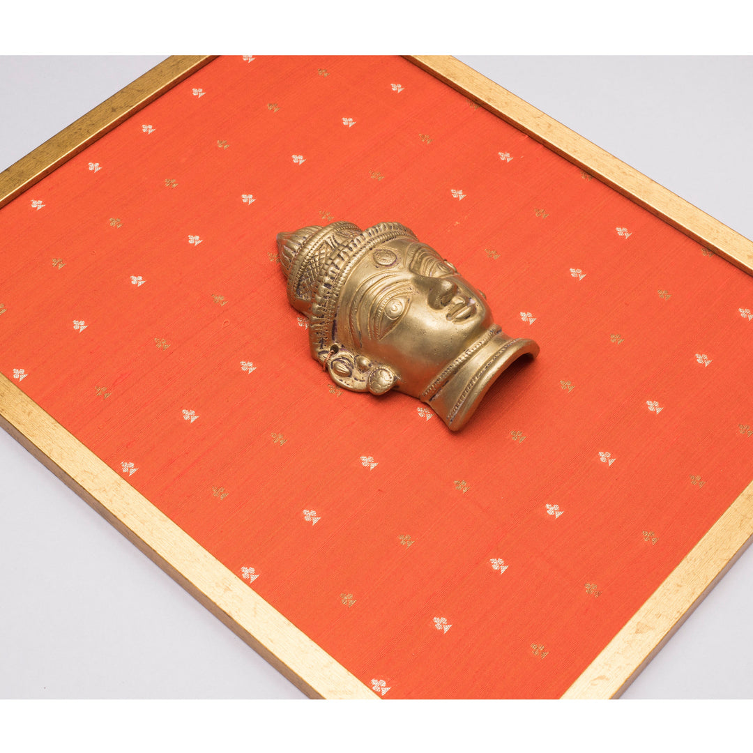 Vintage Gauri Mask Brass on Embroidered Silk