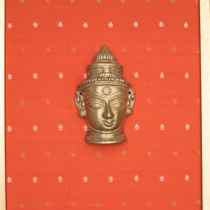 Vintage Gauri Mask Brass on Embroidered Silk