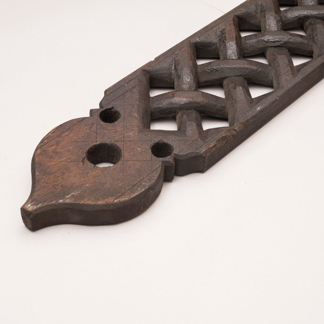 Vintage Chettinad Wooden Spoon Holder – Hand-Carved Kitchen Utensil Stand from Tamil Nadu