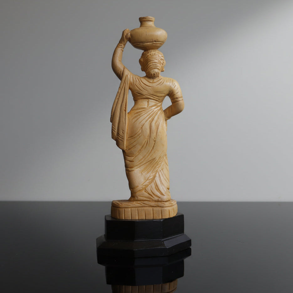 Lady Holding a Water Pot - Carved in Wood