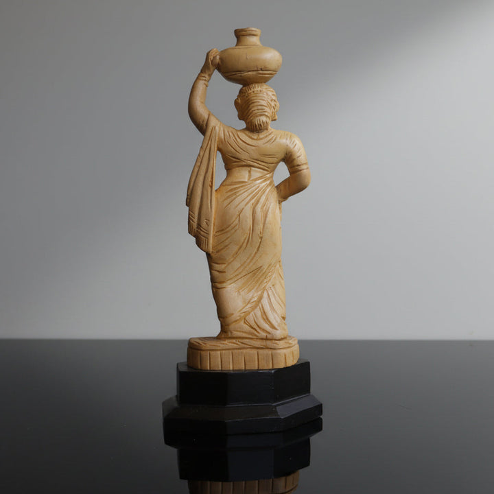 Lady Holding a Water Pot - Carved in Wood