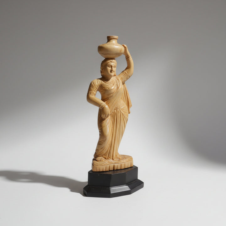 Lady Holding a Water Pot - Carved in Wood