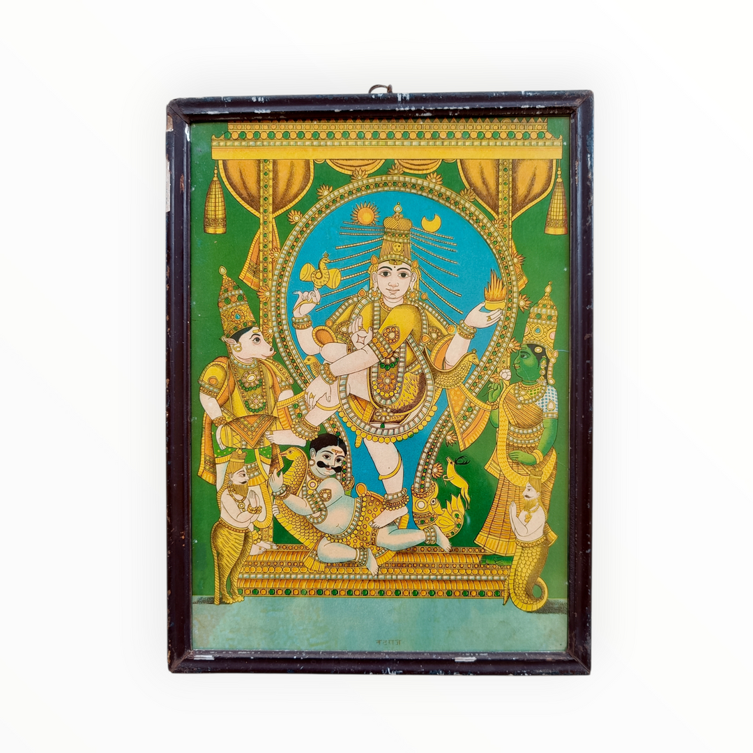 Vintage Ravi Varma Chromolithograph - Nataraja