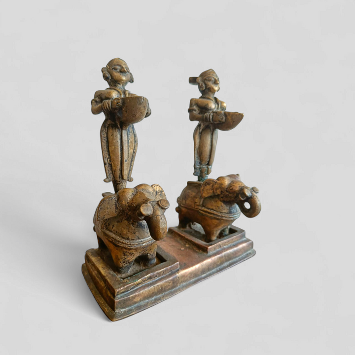 Pair of vintage Deepalakshmi Lamps on Elephants