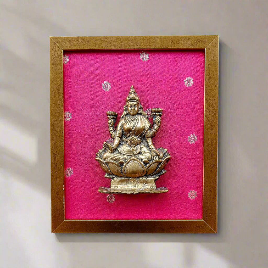 Vintage Laxmi Statuette on Pink Brocade