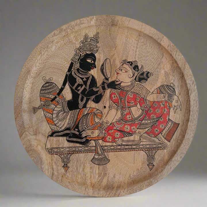 Handpainted Wooden Wall Plate - Radha and Krishna