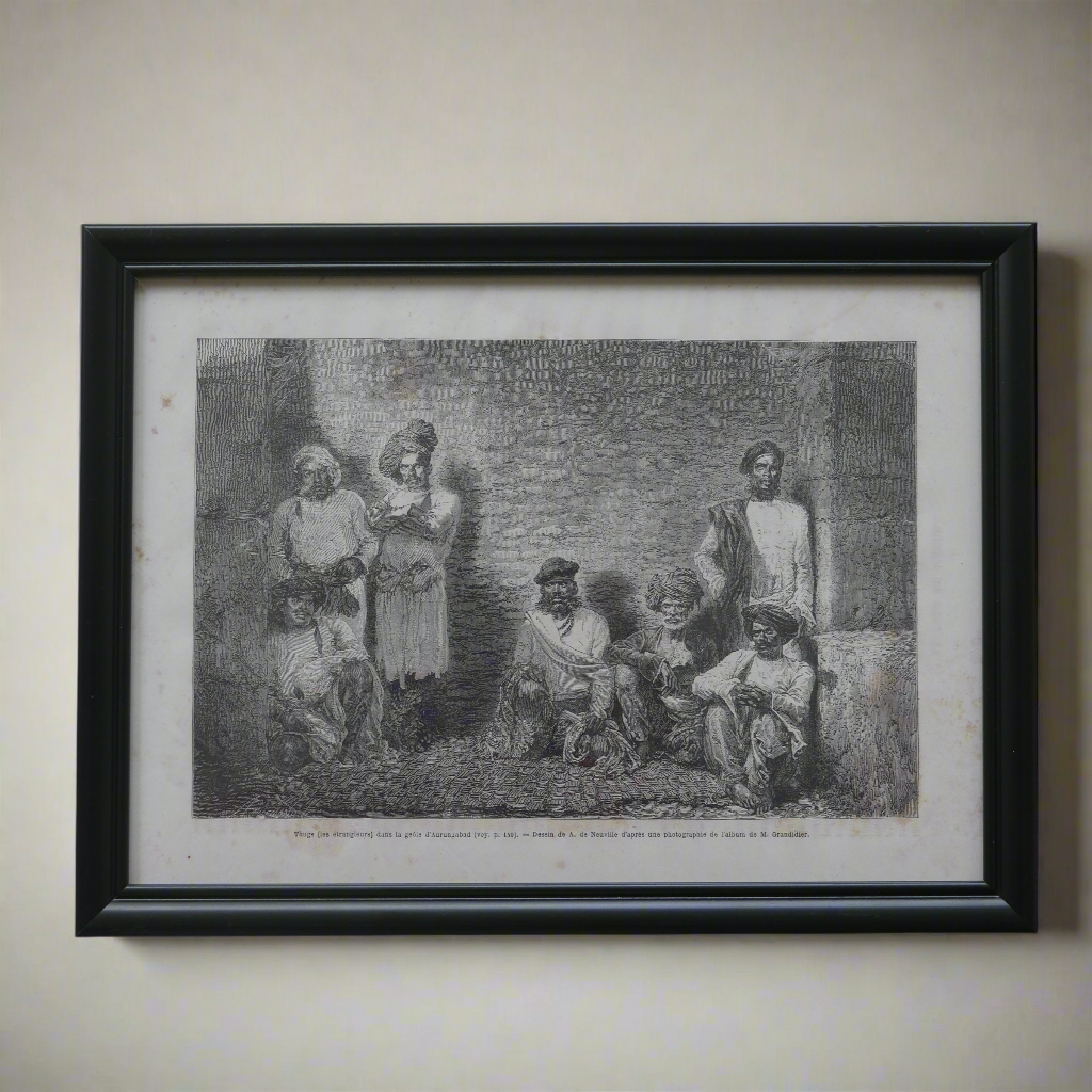Antique wood cut print titled Thugs of Aurangabad 