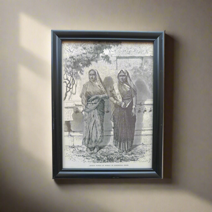 Vintage Woodcut - Hindoo Women of Bombay in Ceremonial Dress