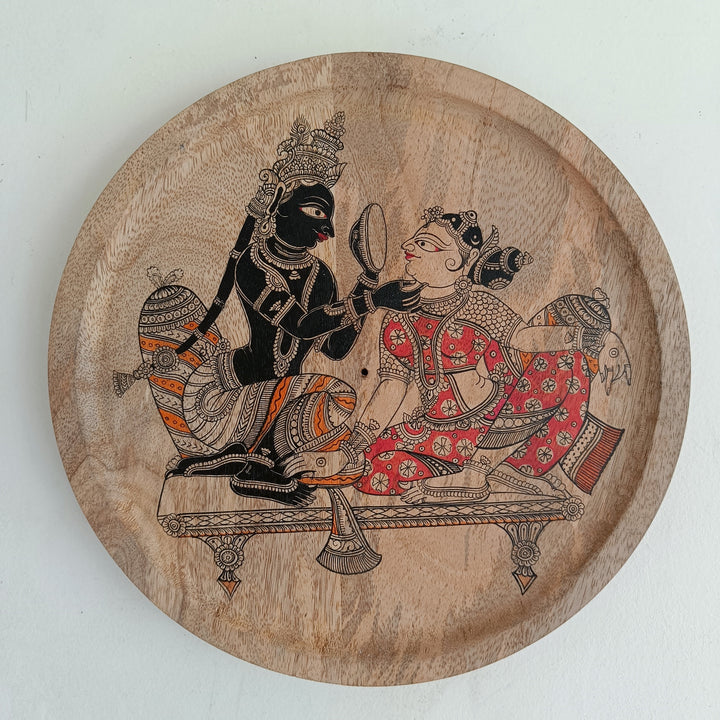 Handpainted Wooden Wall Plate - Radha and Krishna