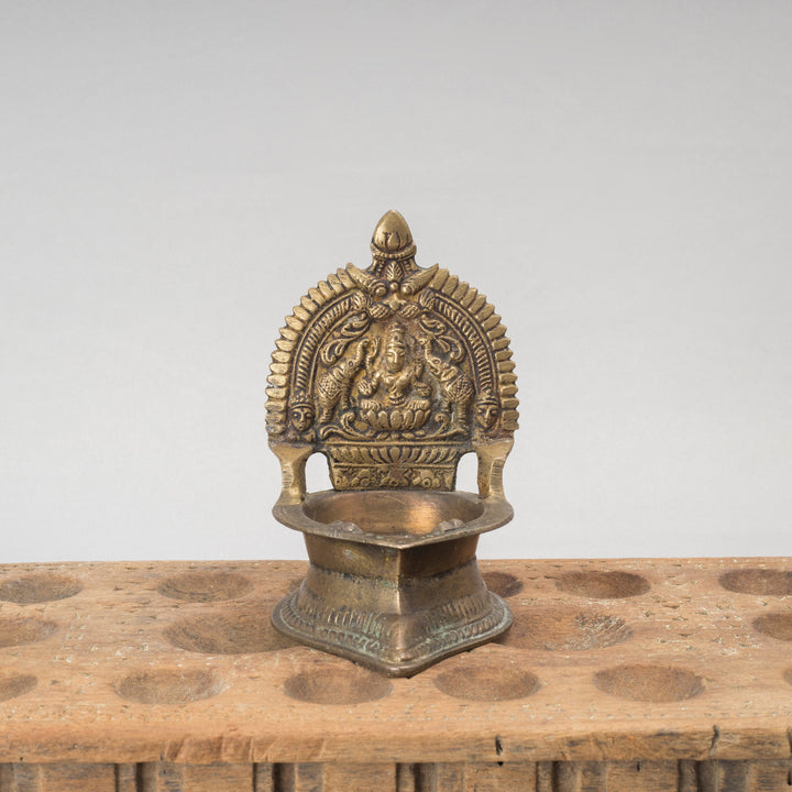 Vintage Brass Gajalakshmi Lamp