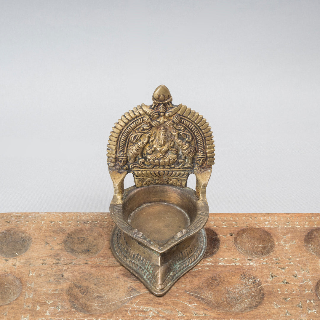 Vintage Brass Gajalakshmi Lamp