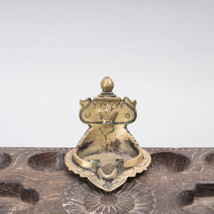 Vintage Brass Vishnu Lotus Lamp