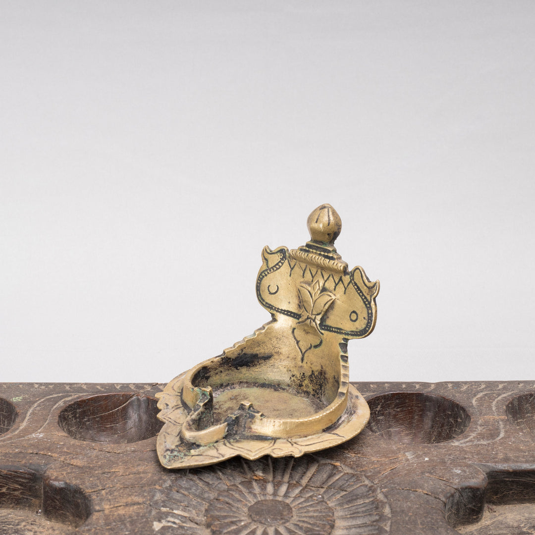 Vintage Brass Vishnu Lotus Lamp